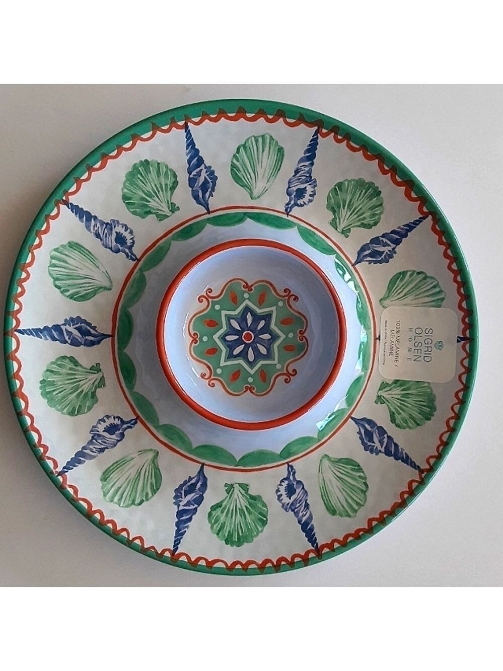 Sigrid Olsen Coastal Seaside Melamine Chip & Dip Platter Server New
